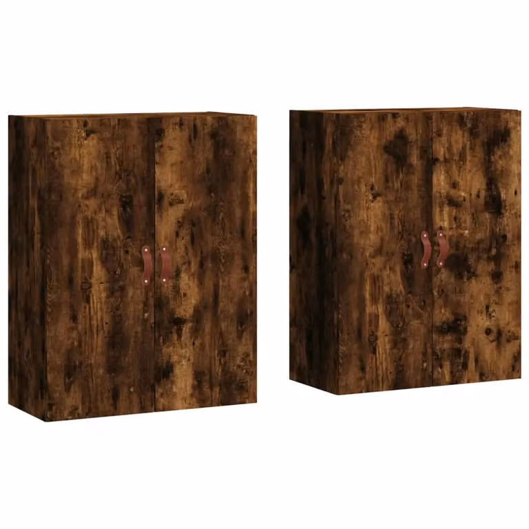 Berkfield Home Set of 2 Wall Mounted Cabinets in Smoked Oak Brown, W/D/H: 69.5 x 34 x 90 cm