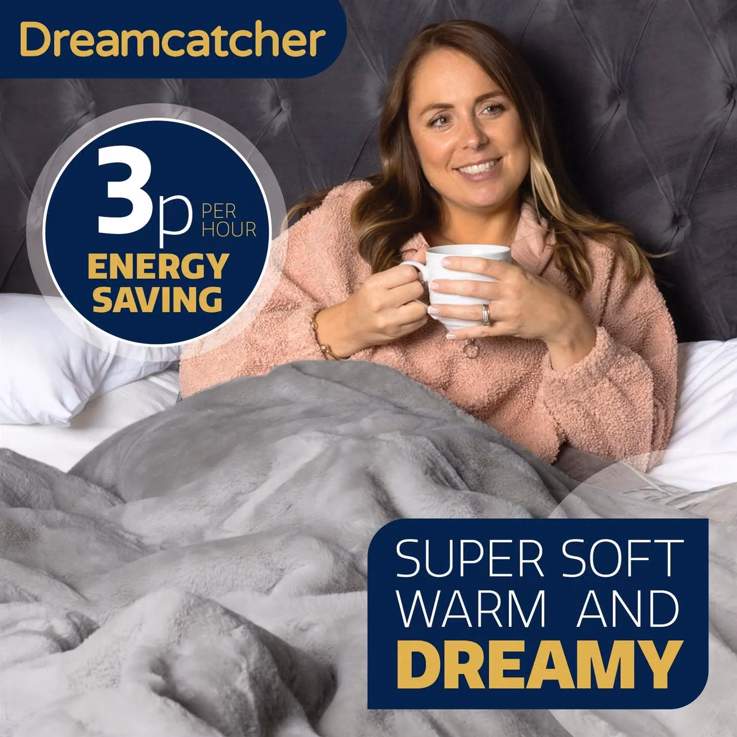 Dreamcatcher Grey Electric Heated Blanket Throw with Soft Fleece and Faux Fur, W/D/H: 160 x 130 cm – 5