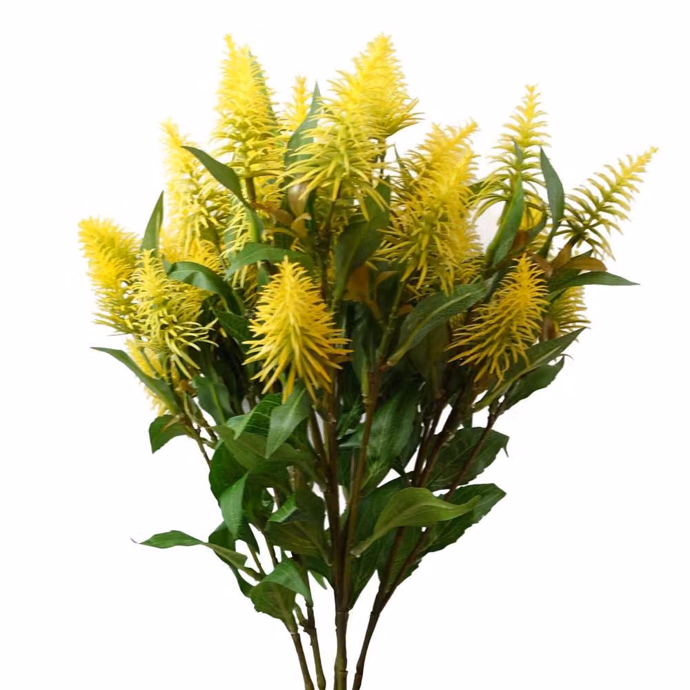 Leaf Pack of 6 Yellow Artificial Pallidus Bottlebrush Stems, Height: 55 cm – 3