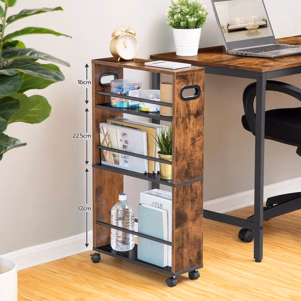 EONLION Brown Rustic Kitchen Storage Trolley and Cart – 4