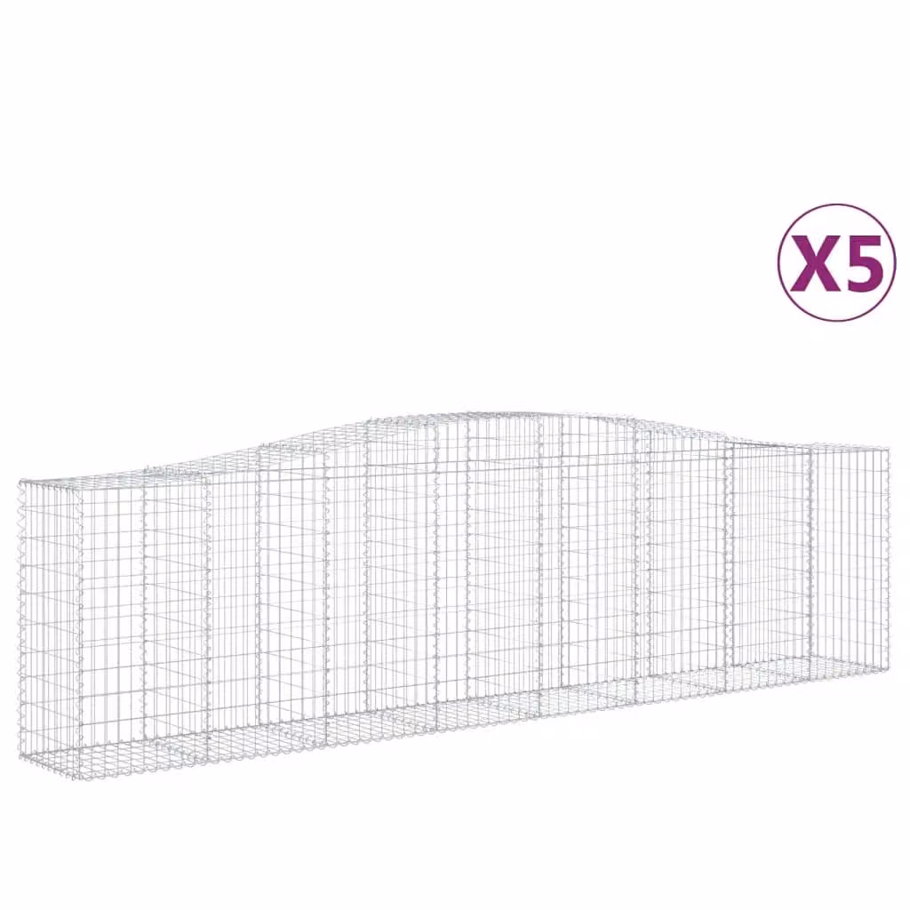 Berkfield Home Arched Gabion Baskets, 5 Piece Set, Silver Galvanised Steel, W: 400 cm, D: 50 cm, H: 100-120 cm – 2