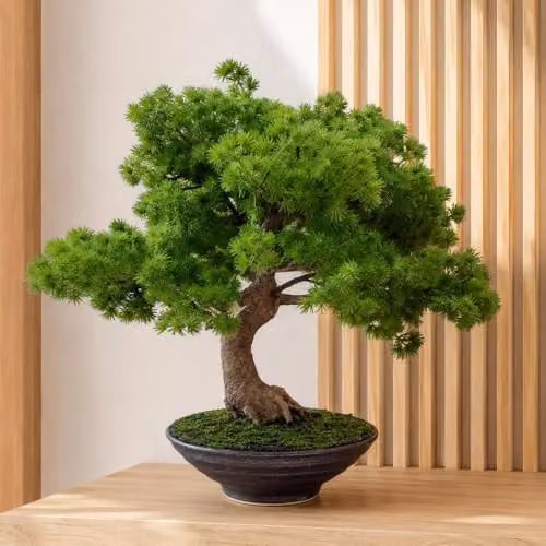 Botanik Premium Oriental Tabletop Bonsai Tree in Green, Black and Brown – 1