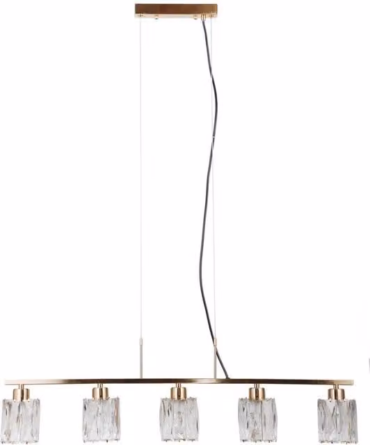 Netlighting Simona Bar Pendant Ceiling Light in Gold/Brass with Crystal Details, 5 x E14