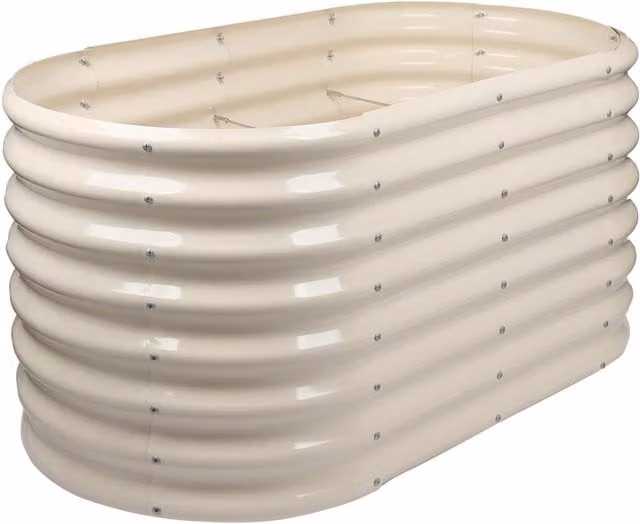 Harbour Housewares Galvanised Steel Raised Garden Bed in White or Yellow, W/D/H: 120 x 60 x 60 cm