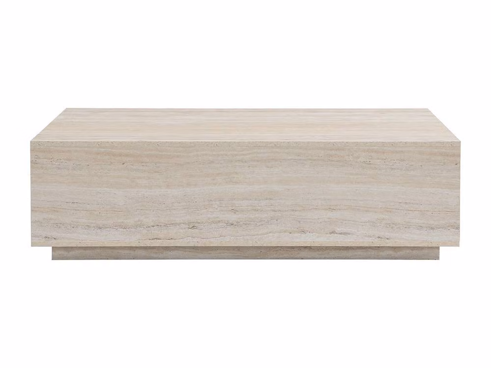 Vente-unique Coffee Table with 2 Drawers in Beige Travertine Effect MDF, W: 120 cm – 2
