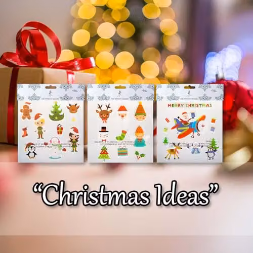 VFM e-Store Christmas Stickers in Multicolour, Varied Designs, W/D/H: 20 x 20 x 0.1 cm – 4