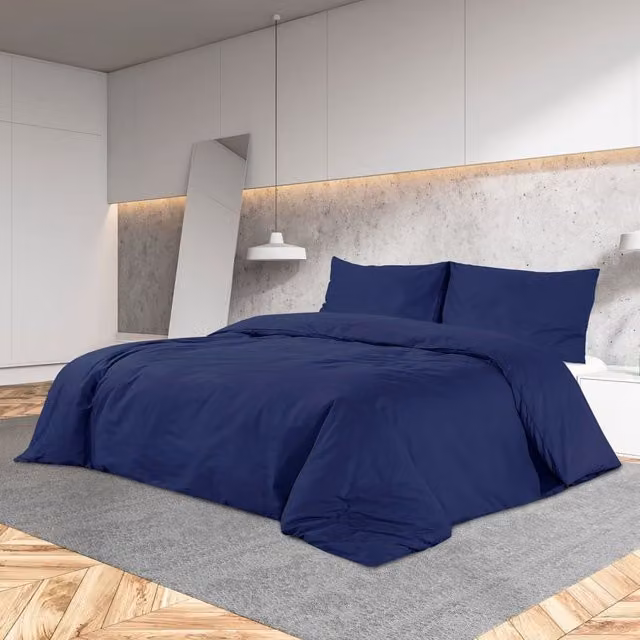Berkfield Home Cotton Duvet Cover and Pillowcase Set, Blue, W: 260 cm, H: 220 cm – 1