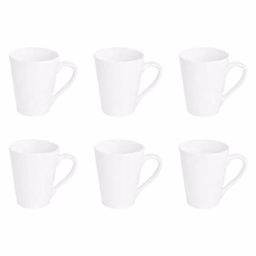 Argon Tableware White Porcelain Mug Set of 6, 285ml – 1