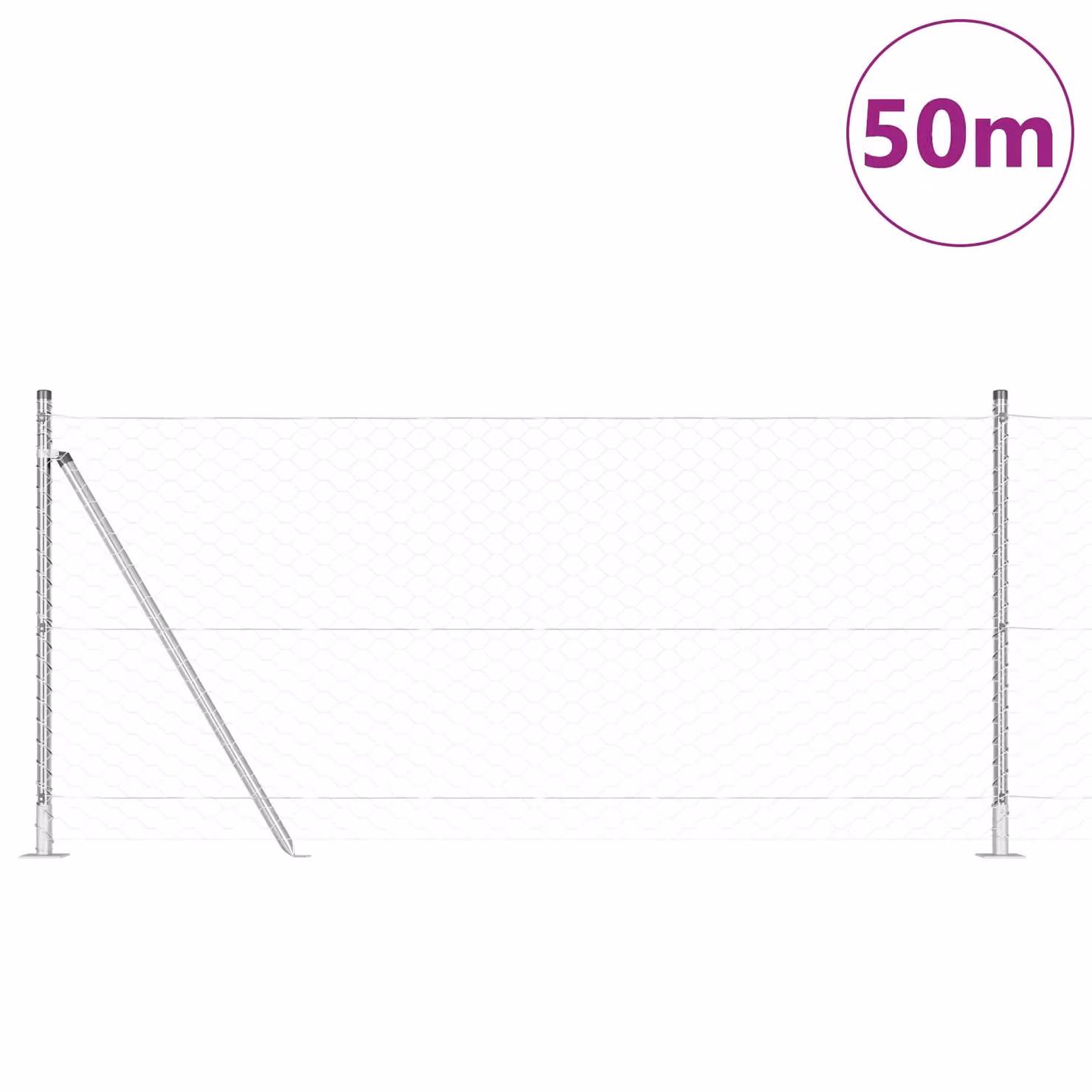 Berkfield Home Hexagon Fence in Silver Galvanised Steel, H: 80 cm x W: 50 m – 2