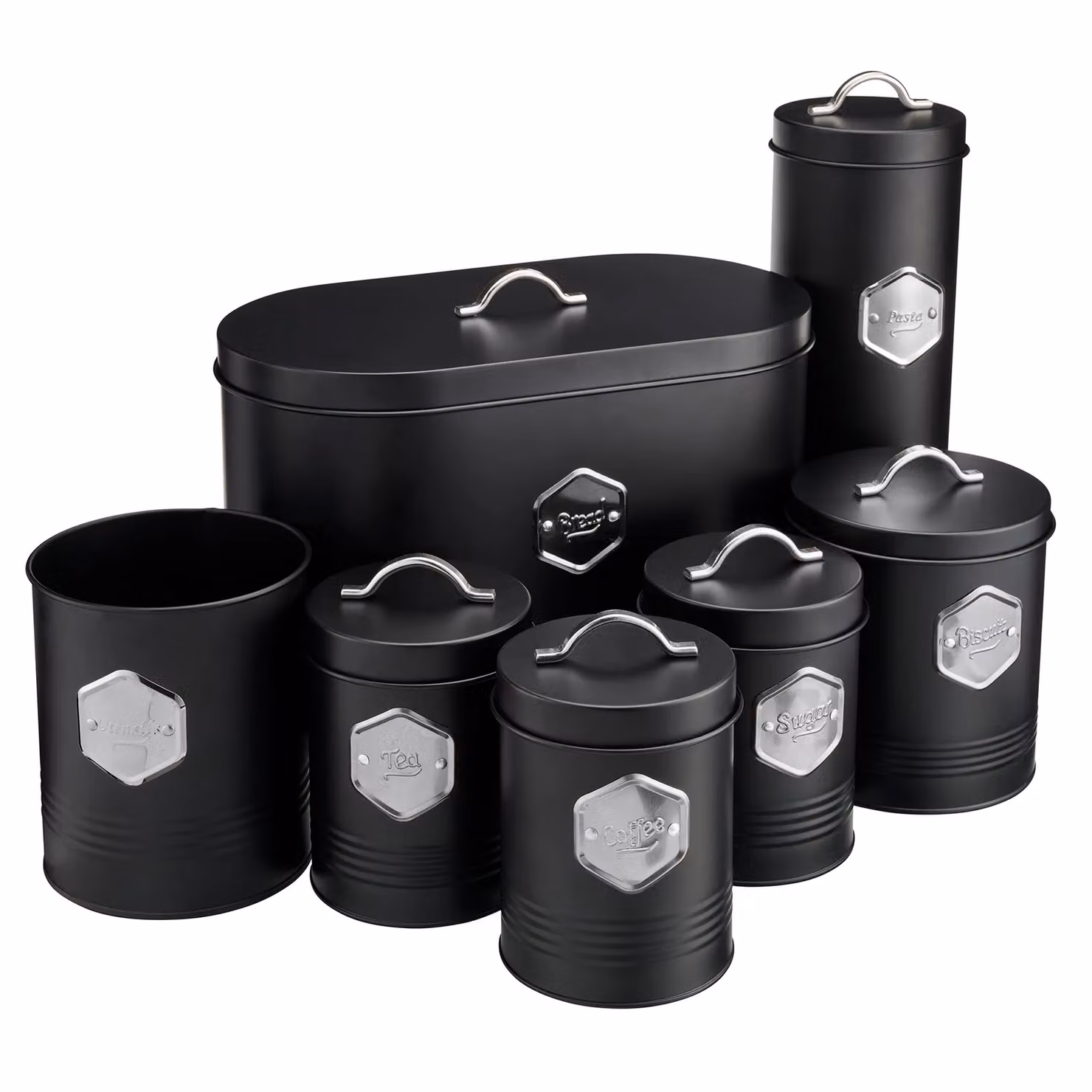 Cooks Professional 7 Piece Airtight Kitchen Canister Set in Black and Silver – 2