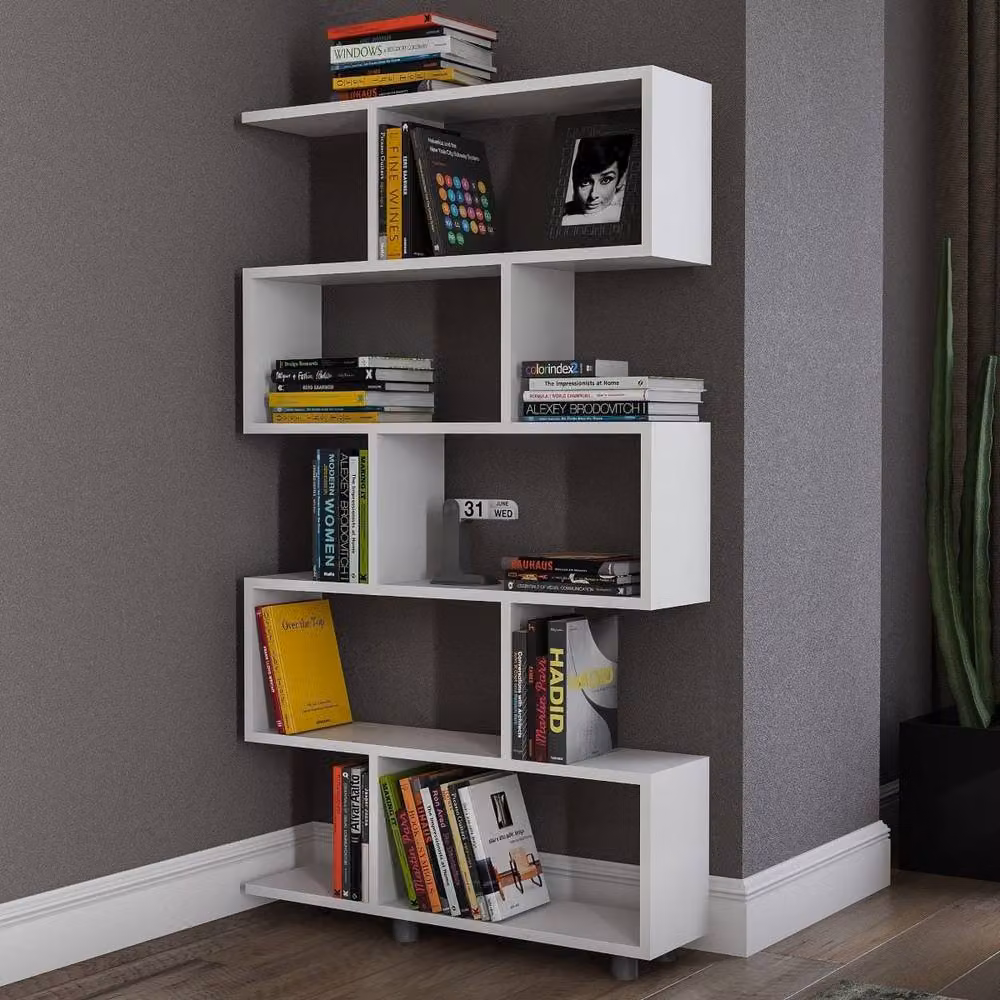 CALICOSY 11-Shelf White Wall-Mounted Shelving Unit, W: 90 cm, H: 156 cm, D: 20 cm – 3