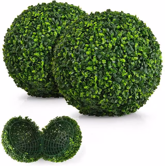 Costway 2-Piece Green Artificial Topiary Ball Faux Trees, Diameter: 40 cm – 1