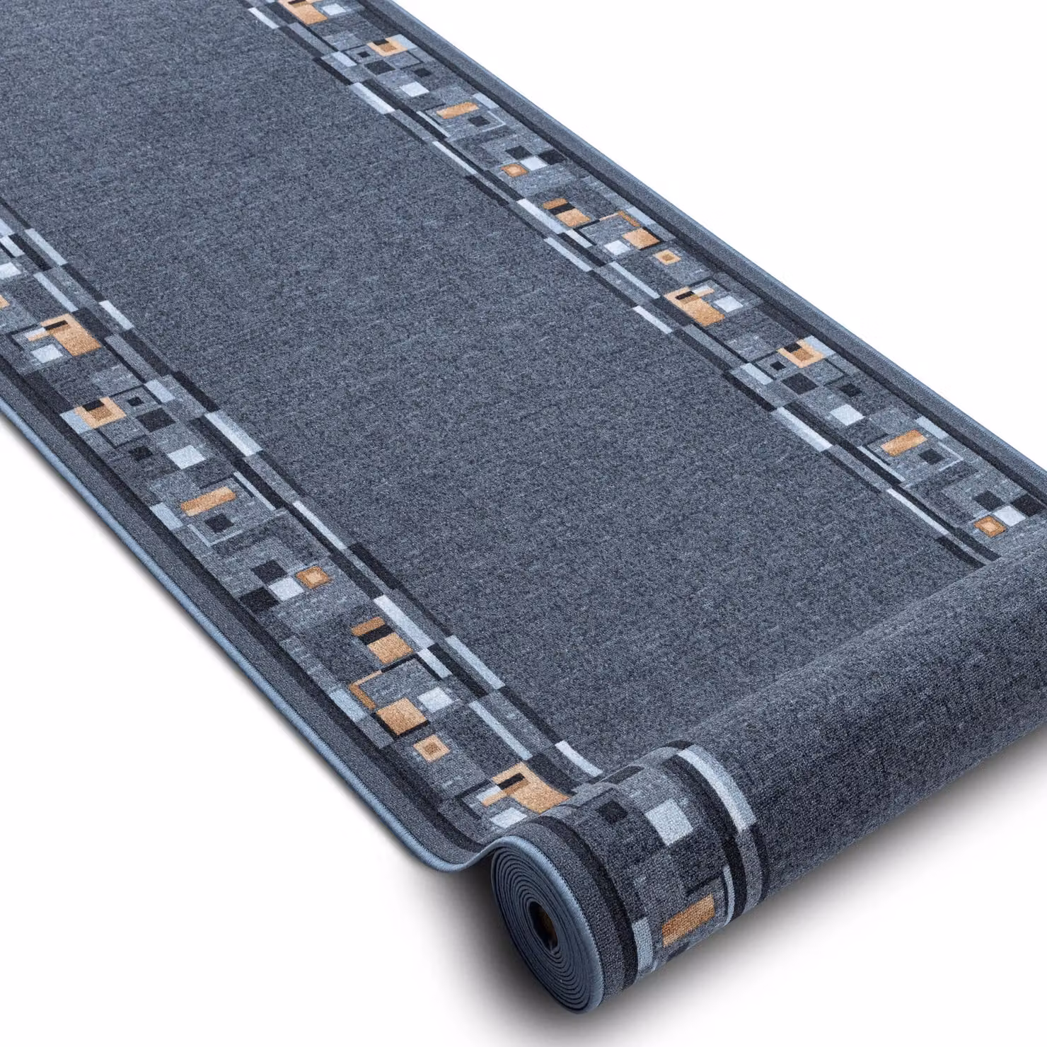 RugsX Anti-Slip Grey Geometric Bombay Runner, W: 80 cm, L: 520 cm – 2