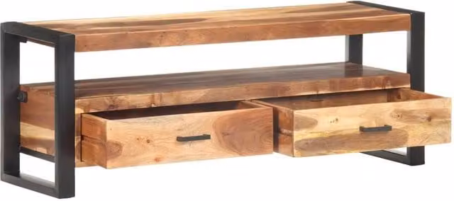 Berkfield Home Solid Wood TV Cabinet in Brown Honey Finish, W/D/H: 120 x 35 x 45 cm – 1