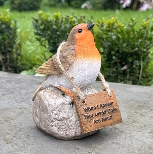 Animal Crackers Remembrance Robin Memorial Ornament with Loved Ones Are Near Sign, Height: 15.5 cm – 2