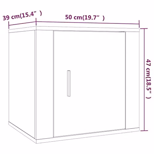 vidaXL Bedside Cabinet in Concrete Grey, W: 50 cm, D: 39 cm, H: 47 cm – 2
