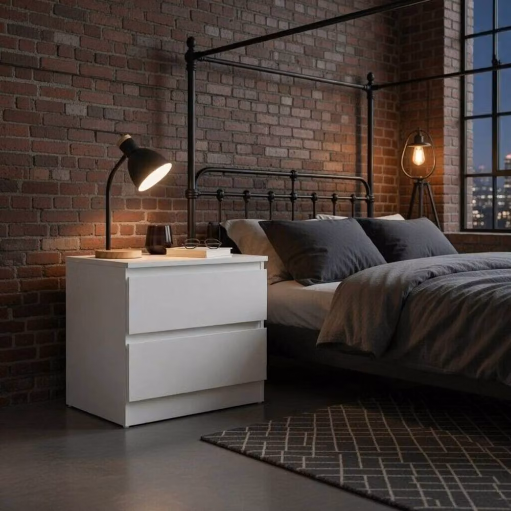 EONLION Modern 2 Drawer White Bedside Chest of Drawers – 2
