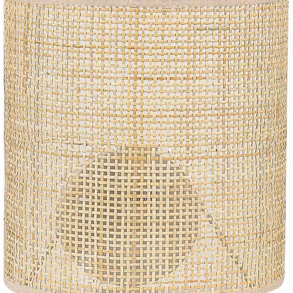 Wyld and Coco Natural Rattan Wall Lamp in Beige with 22 cm Half Drum Shade – 2