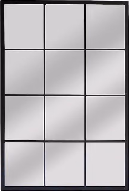 Biznest Industrial Rectangular Black Metal Frame Wall Mirror