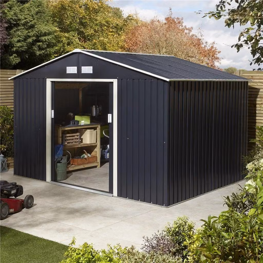 Cheshire Double Door Metal Apex Shed in Dark Grey – 3