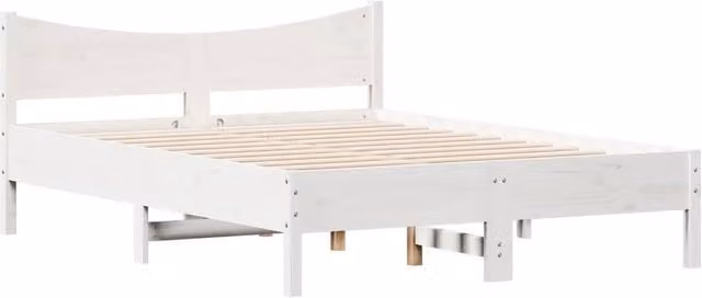 Berkfield Home Beautiful Bed Frame in White Solid Pine, W/D/H: 120 x 200 cm – 1