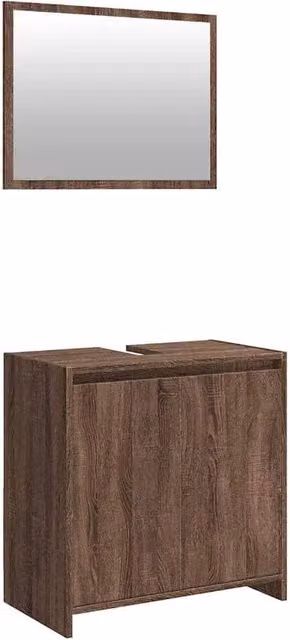 Berkfield Home 2 Piece Modern Bathroom Furniture Set in Brown Oak