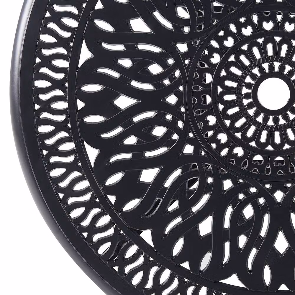 Wyld and Coco Round Aluminium Dining Table in Black Vintage, Diameter: 90 cm, Height: 72 cm – 5