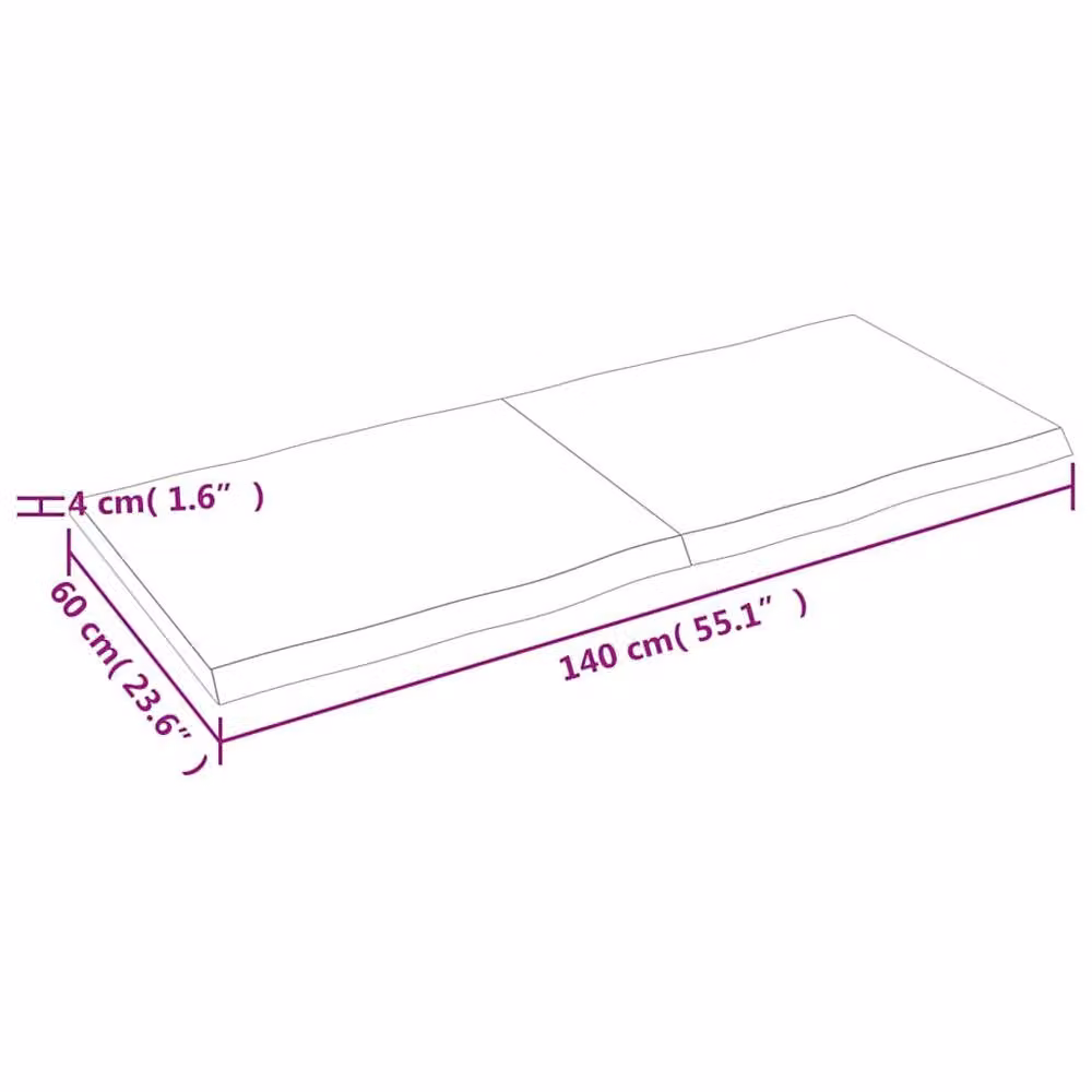 Berkfield Home Dark Grey Live Edge Solid Oak Table Top, W/D/H: 140 x 60 x (2-4) cm – 4