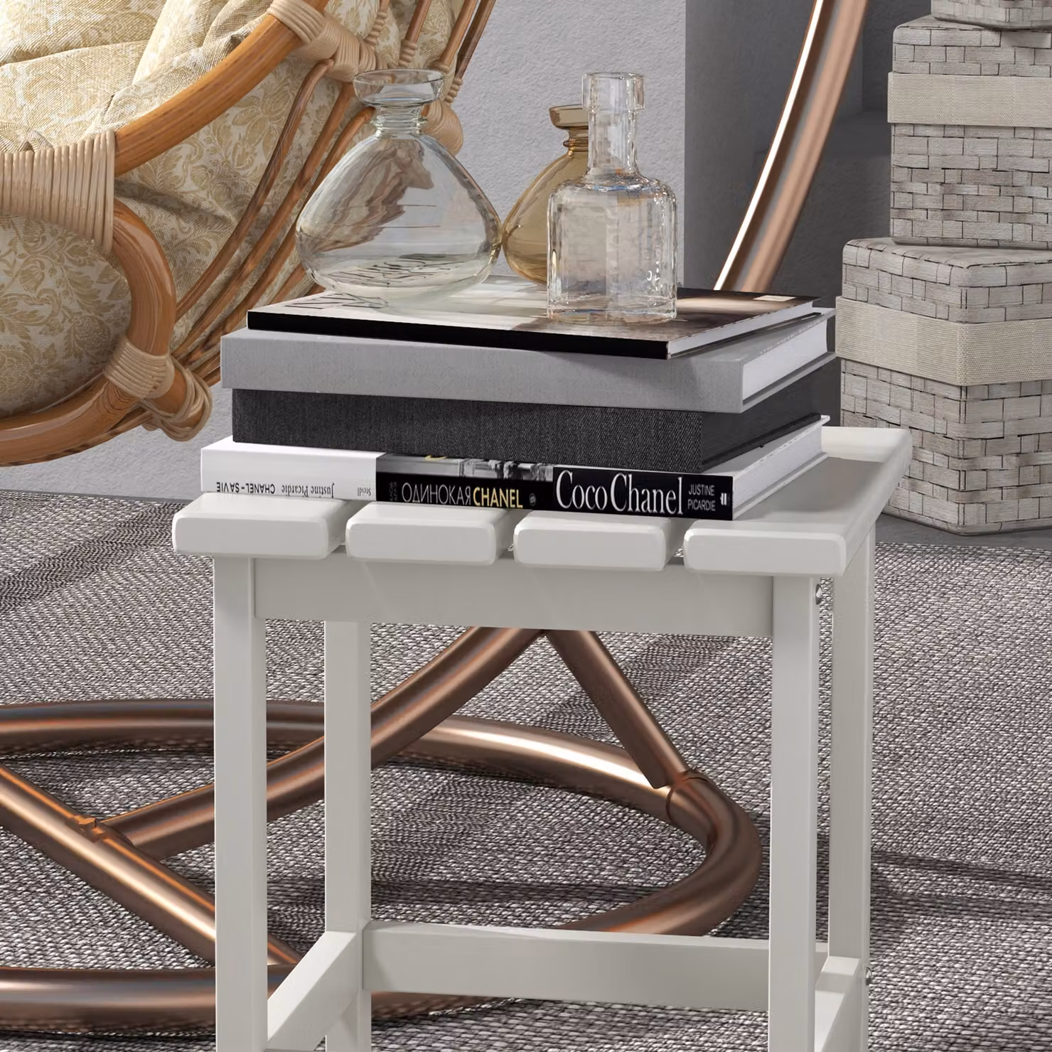 Outsunny Square Coffee Table in White with HDPE Tabletop and Frame for Garden and Balcony, W/D/H: 38 x 38 x 46 cm – 5