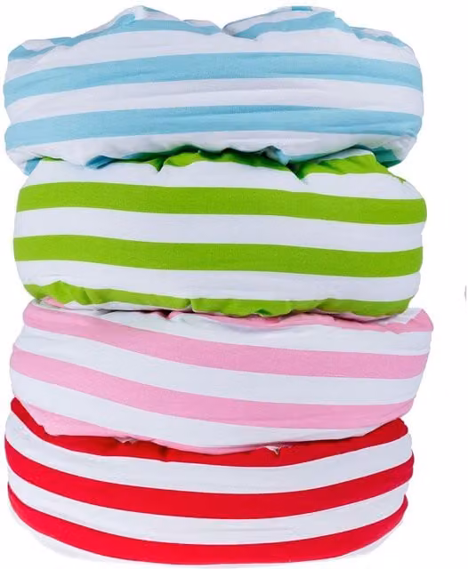 Homescapes Round Floor Cushion in Green and Blue with Cotton and Polyester Fabric, Diameter: 40 cm, Height: 15 cm