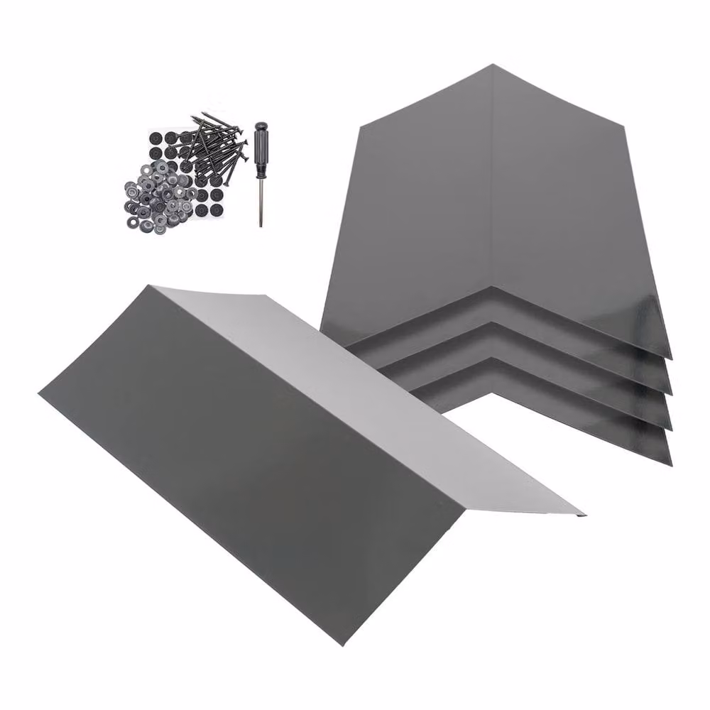 FLAVORA Anthracite Grey Galvanised Steel Roofing Ridge Caps for Sheds and Carports, W: 1000 cm, H: 52 cm – 3