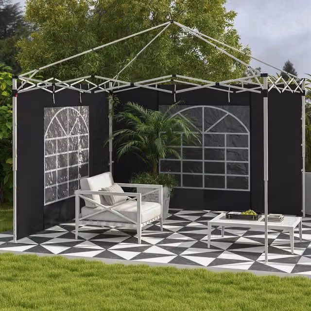 Outsunny 2 Pack Black Polyester Pop Up Gazebo Side Panels