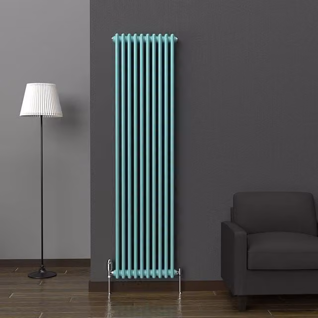 Lux Heat Vertical Coloured Column Radiator in Light Aqua Green, H 180 cm x W 47 cm