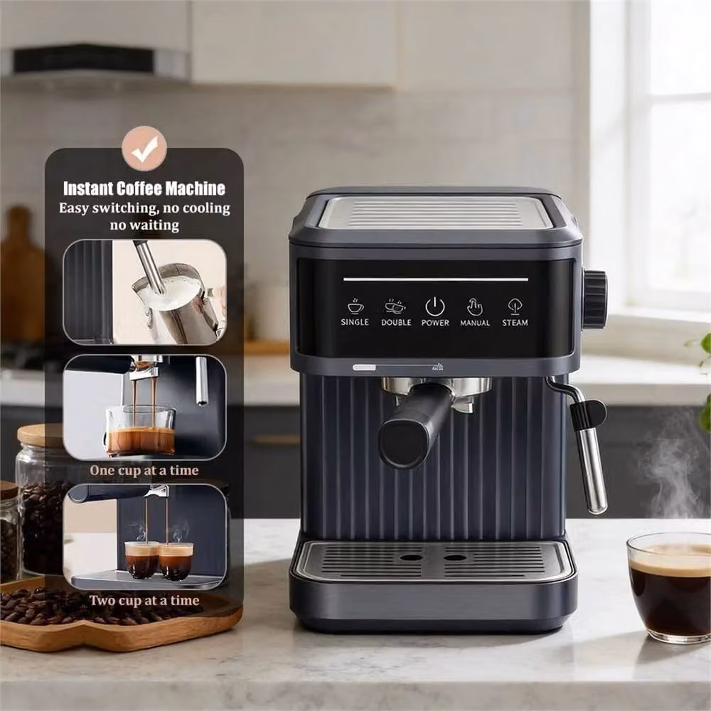 Nordara 20 Bar Espresso Coffee Machine with Milk Frother and 1.8 l Removable Tank, Black – 2