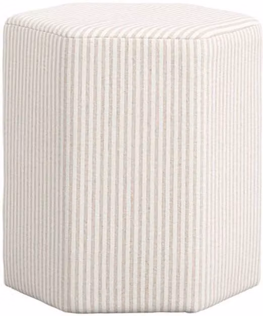 Lemon Pavilion Furniture Harbour Thin Stripe Stool in Beige Cotton Blend, W/D/H: 38.5 x 38.5 x 45.5 cm – 1