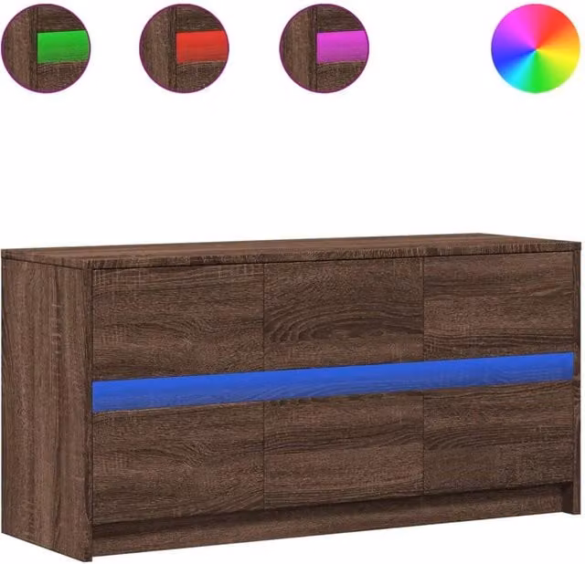 Berkfield Home Modern TV Cabinet with LED in Brown Oak, W/D/H: 100 x 34 x 50 cm – 1