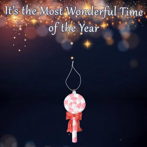 VFM e-Store Pink Striped Glass Lollipop Christmas Tree Ornament, H 18.6 x W 7.6 x D 2 cm – 3