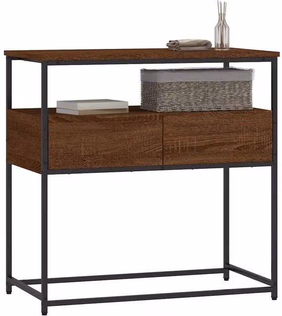 Berkfield Home Decorative Console Table in Brown Oak, W/D/H: 75 x 40 x 75 cm – 1