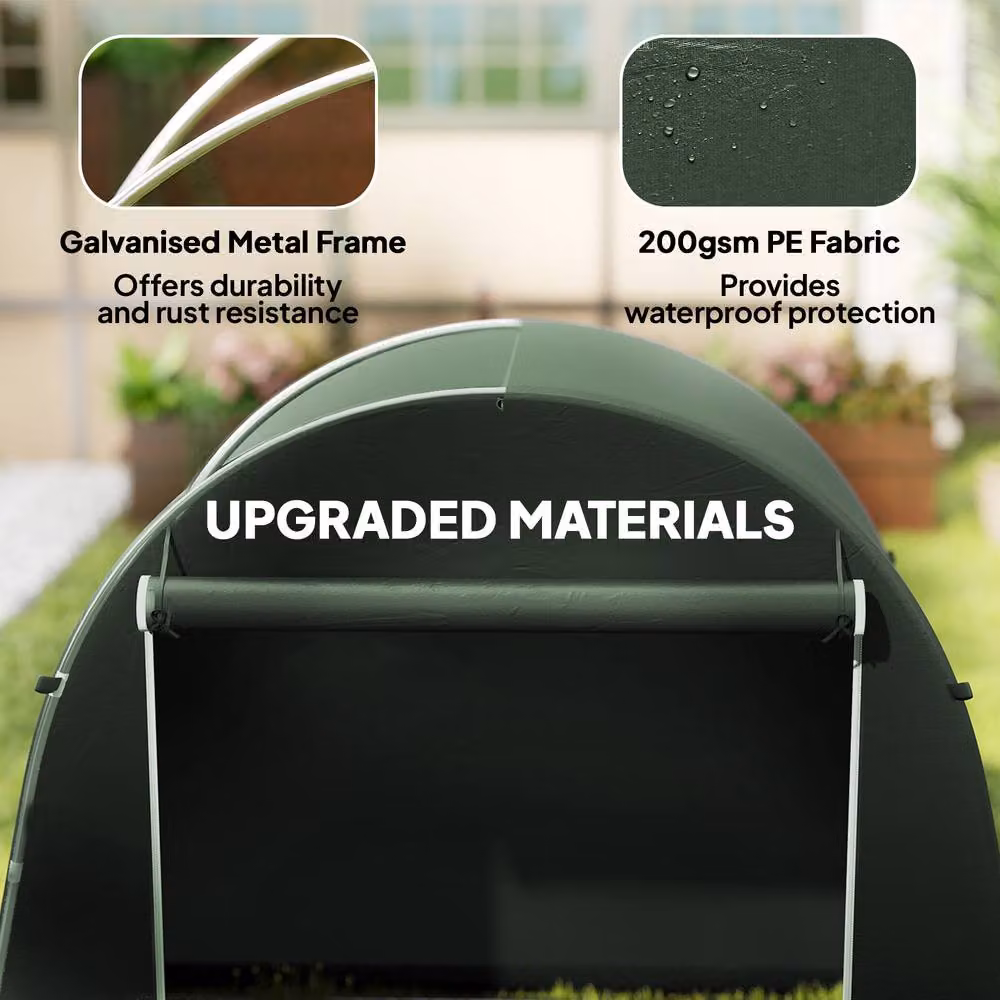 Rolipo Waterproof Bike Storage Tent with Galvanised Steel Frame, Green, W: 243.84 cm, D: 121.92 cm, H: 121.92 cm – 5