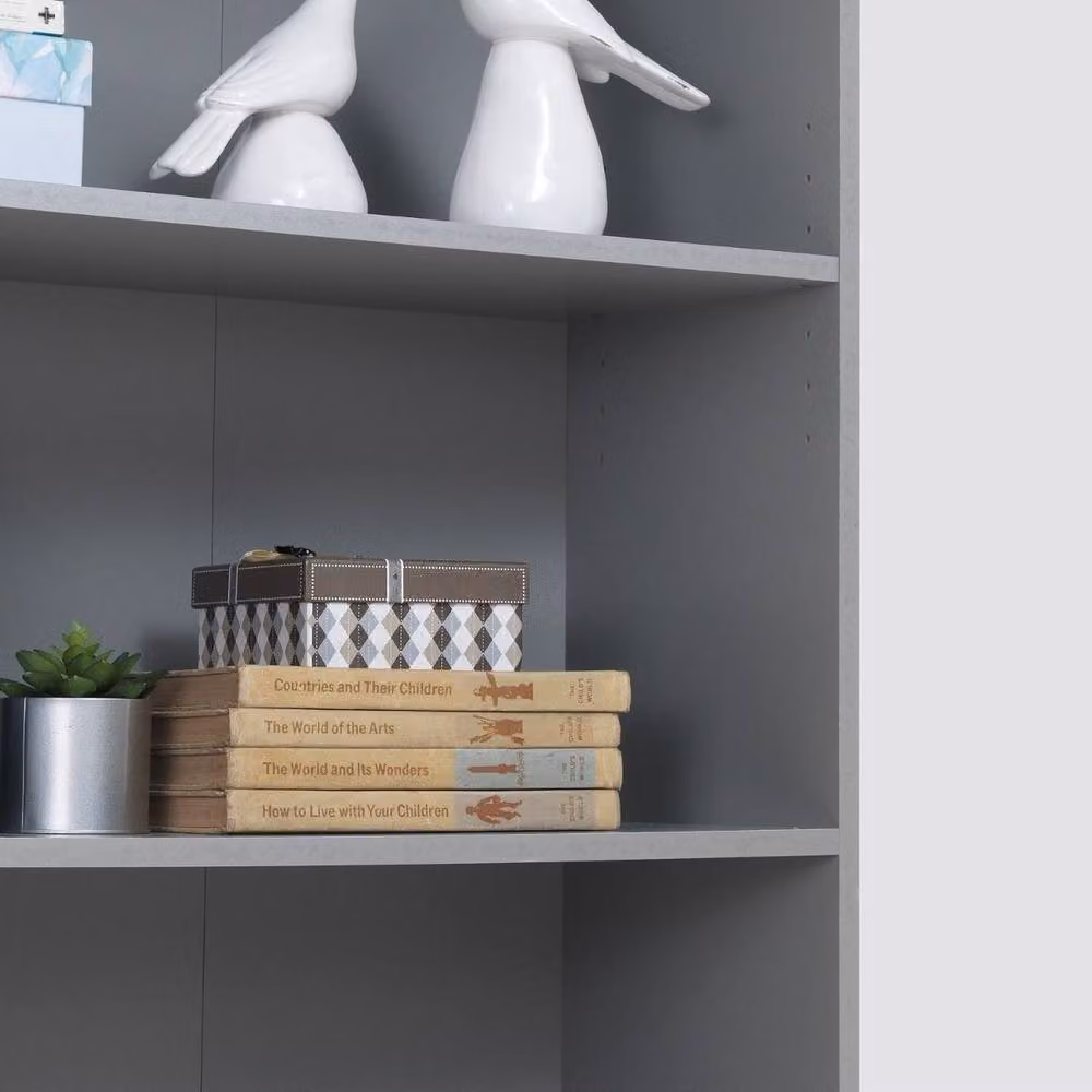 Timber Art Design 4 Tier Tall Bookcase and Display Shelving Unit in Light Grey, W: 80 cm, D: 30 cm, H: 150 cm – 3