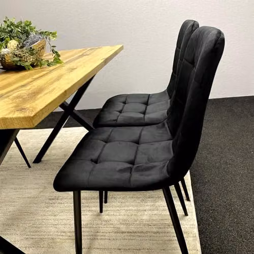 Kosy Koala Modern Rectangular Dining Table Set with 4 Black Velvet Chairs and Brown MDF Table – 3