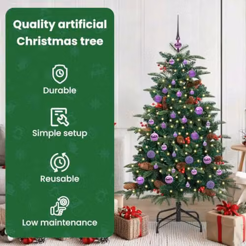 vidaXL Artificial Christmas Tree with 150 LEDs in Green, Height: 150 cm – 4