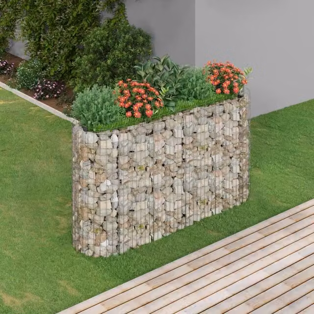Berkfield Home Silver Galvanised Steel Gabion Raised Bed, W/D/H: 190 x 50 x 100 cm