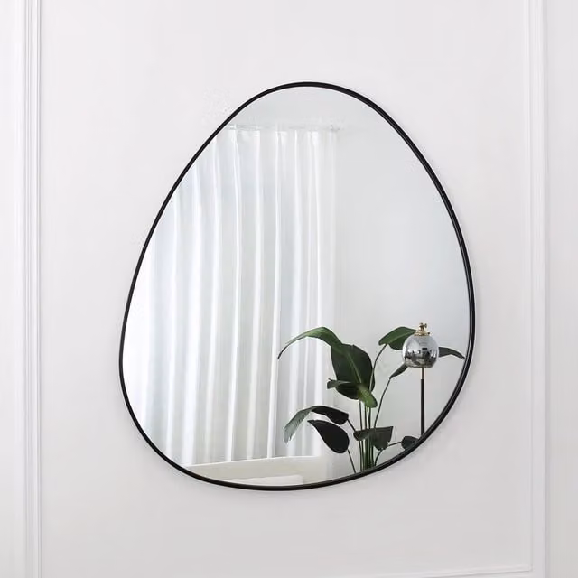 Home Garden Direct Anax Black Frame Pebble Mirror W: 110 cm, H: 90 cm