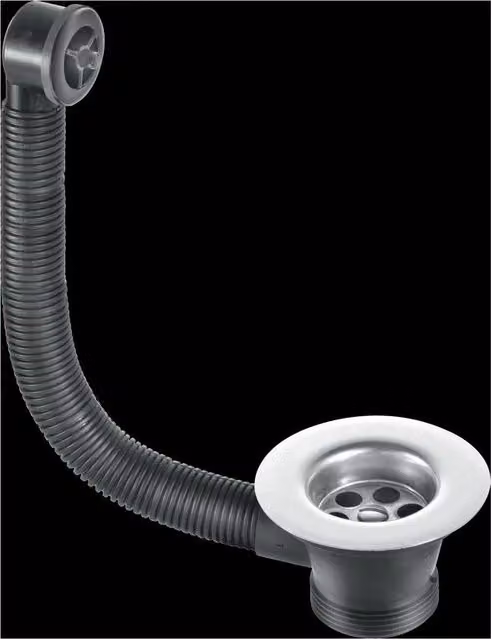 McAlpine 1.5 inch Stainless Steel Kitchen Sink Waste and Overflow with Chain in Silver