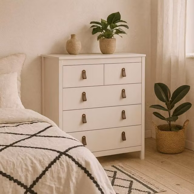 Wyld Haus Cashmere 5 Drawer Wooden Chest in Beige – 1