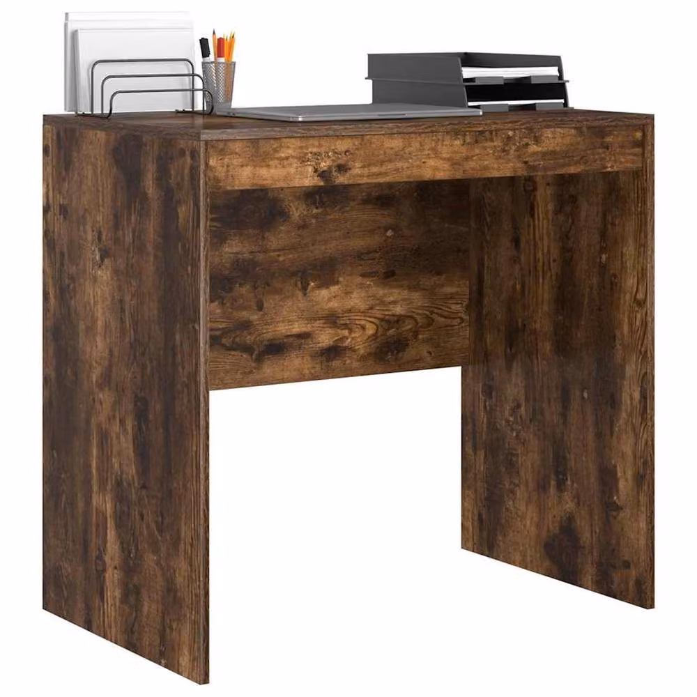 Berkfield Home Smoked Oak Writing Desk in Brown, W/D/H: 80 x 50 x 76 cm – 3