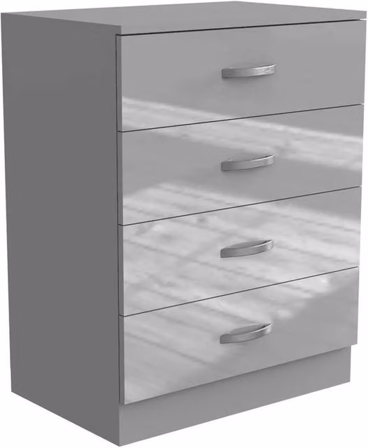 FLAVORA Modern Narrow Grey Glossy Chest of Drawers Storage Cabinet – 1