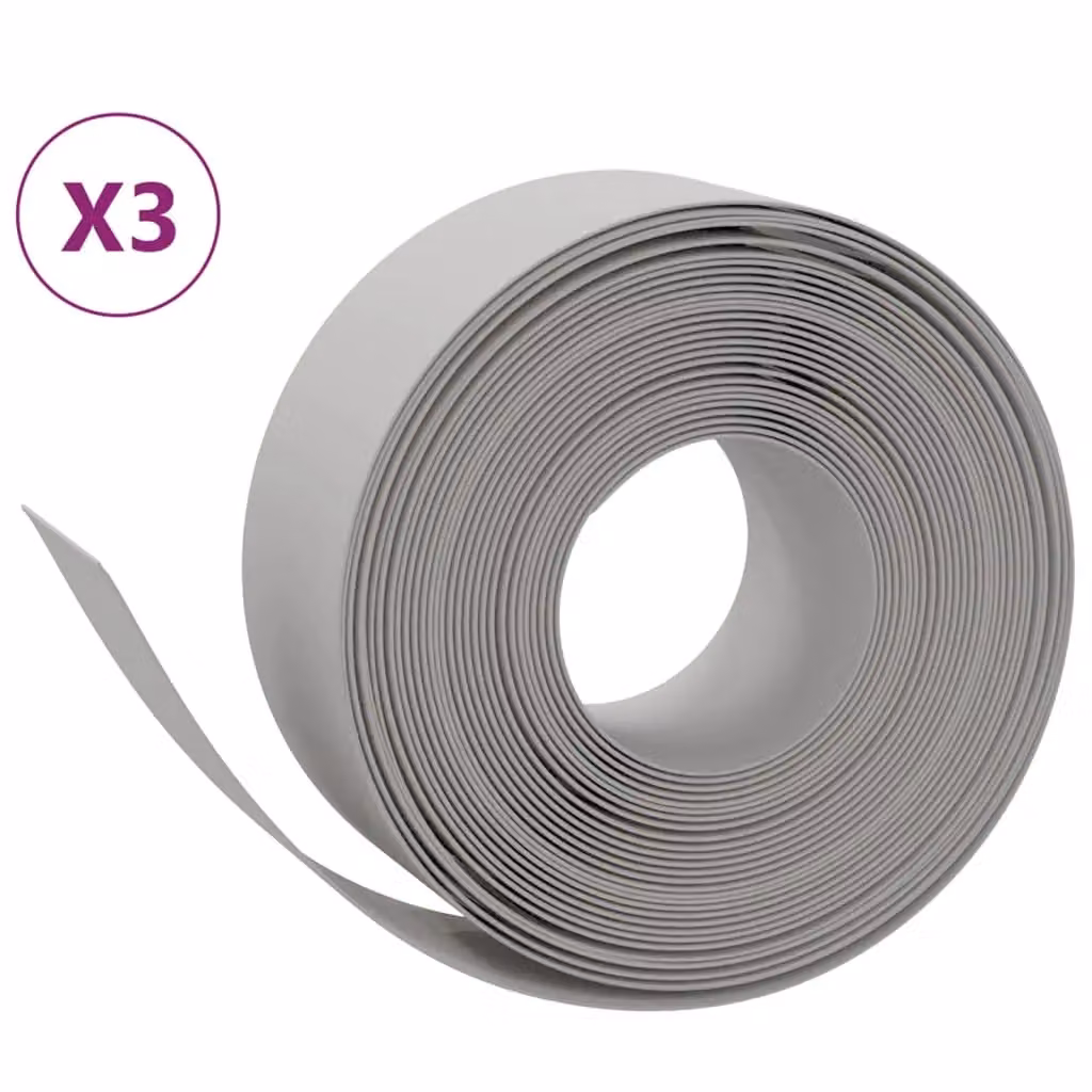 Berkfield Home Garden Edgings, 3 Pack, Grey Polyethylene, 10 m Length, 20 cm Height – 2