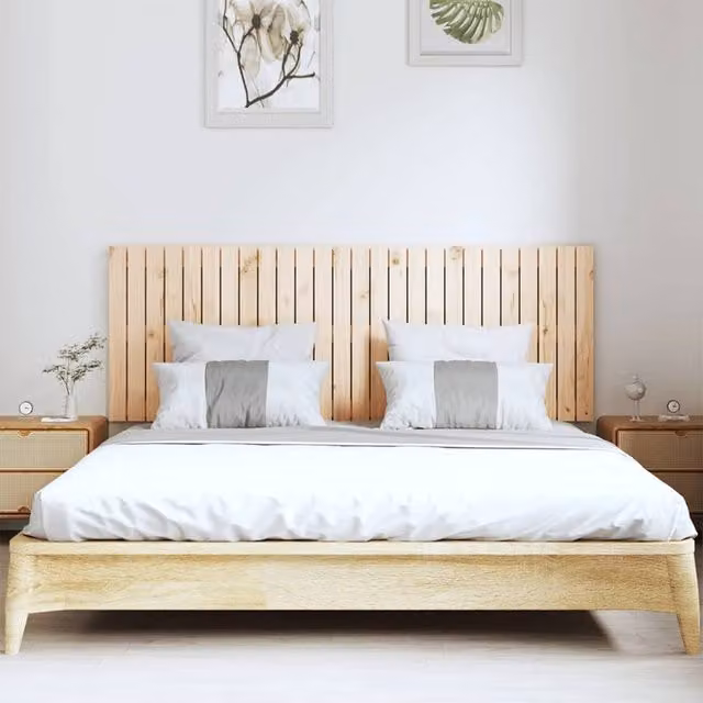 Berkfield Home Solid Wood Pine Wall Headboard in Light Brown, W: 166 cm, D: 3 cm, H: 60 cm